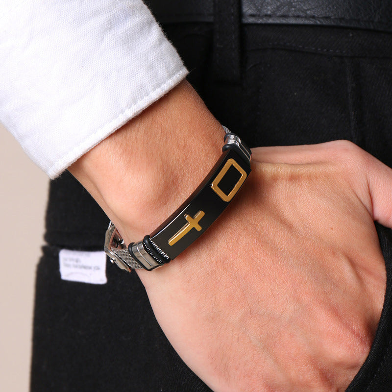 📢📢50% OFF !! ⏰Men's Stainless Steel Cross Bracelet