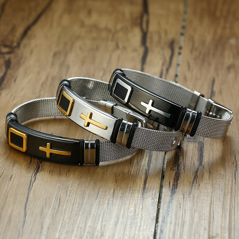📢📢50% OFF !! ⏰Men's Stainless Steel Cross Bracelet