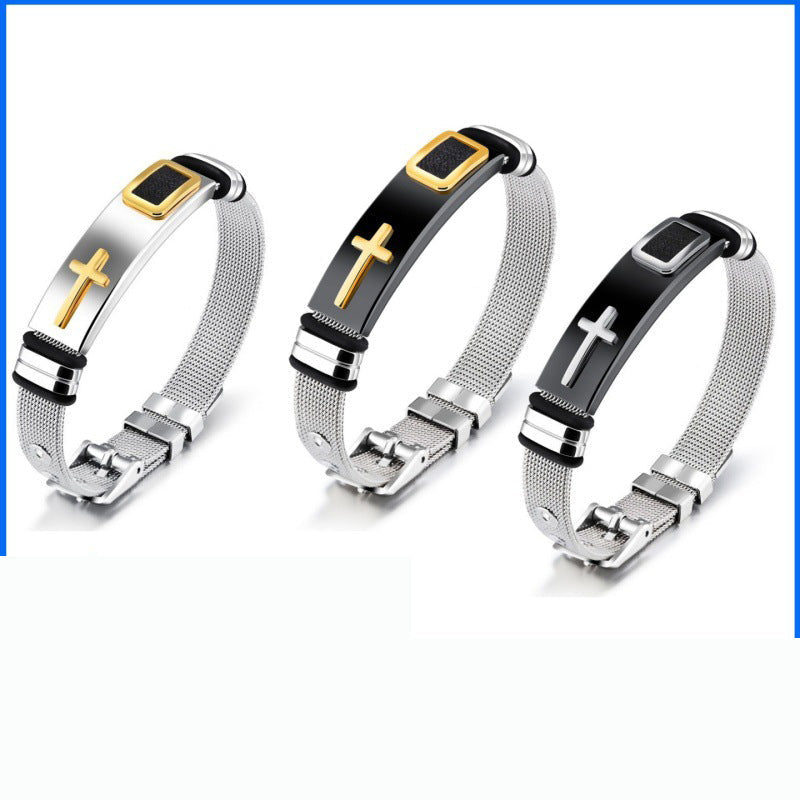 📢📢50% OFF !! ⏰Men's Stainless Steel Cross Bracelet