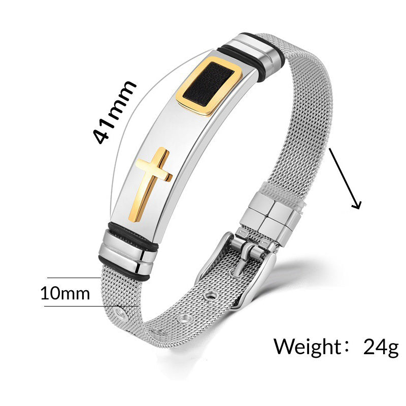 📢📢50% OFF !! ⏰Men's Stainless Steel Cross Bracelet