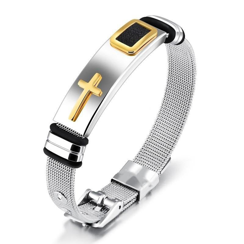 📢📢50% OFF !! ⏰Men's Stainless Steel Cross Bracelet