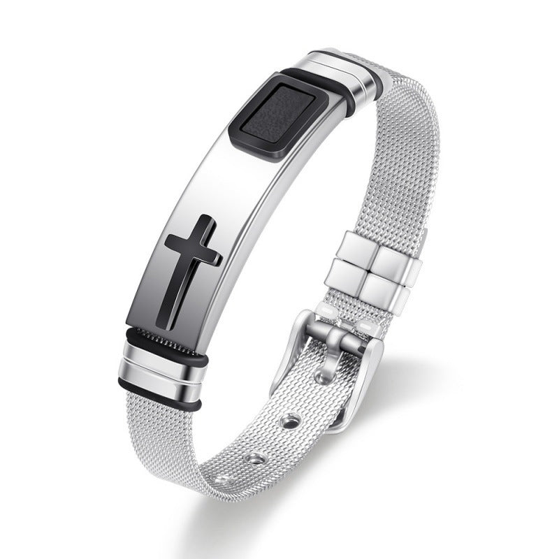 📢📢50% OFF !! ⏰Men's Stainless Steel Cross Bracelet