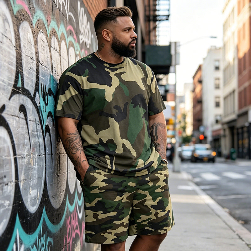 👕 50% OFF NOW! 🌿 Men's Camouflage Print T-Shirt & Shorts Set – Breathable cotton, relaxed fit & perfect for outdoor, sports or casual summer days 🩳
