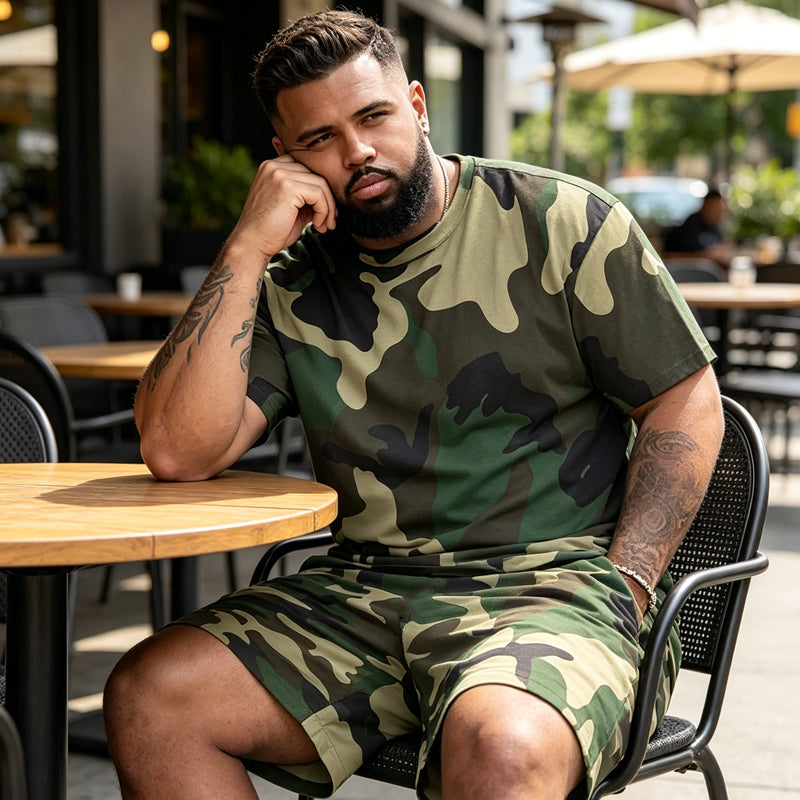 👕 50% OFF NOW! 🌿 Men's Camouflage Print T-Shirt & Shorts Set – Breathable cotton, relaxed fit & perfect for outdoor, sports or casual summer days 🩳