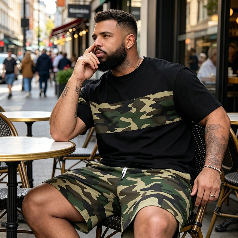 👕 50% OFF NOW! 🌿 Men's Camouflage Print T-Shirt & Shorts Set – Breathable cotton, relaxed fit & perfect for outdoor, sports or casual summer days 🩳