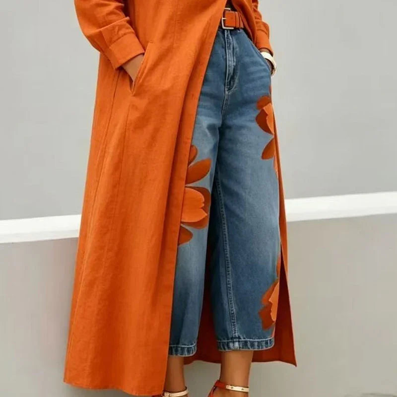 🎁2026 New Arrivals 50% OFF💥Artistic Flower Wide-Leg Jeans for Women