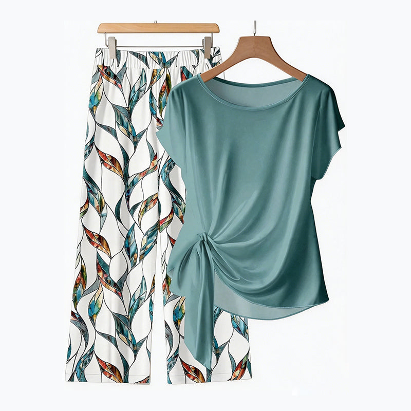 👗 50% OFF NOW! 🔥 Women's Side-Tie Top & Patterned Pants Set – Flowy & Adjustable – Perfect for summer vacations or resort wear – breezy tropical vibes 👖
