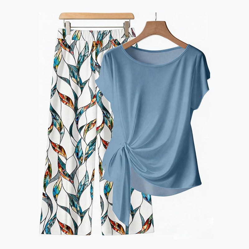👗 50% OFF NOW! 🔥 Women's Side-Tie Top & Patterned Pants Set – Flowy & Adjustable – Perfect for summer vacations or resort wear – breezy tropical vibes 👖