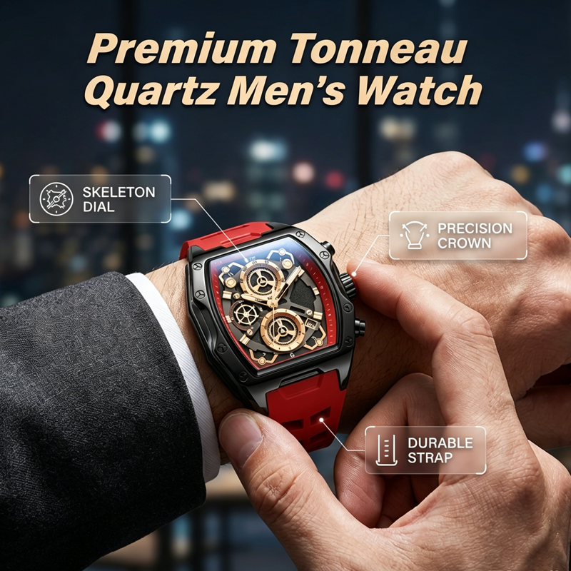 ⌚ LIMITED-TIME 40% OFF! ✨ Men's Tonneau Quartz Watch – Retro, Premium, Minimalist ✨