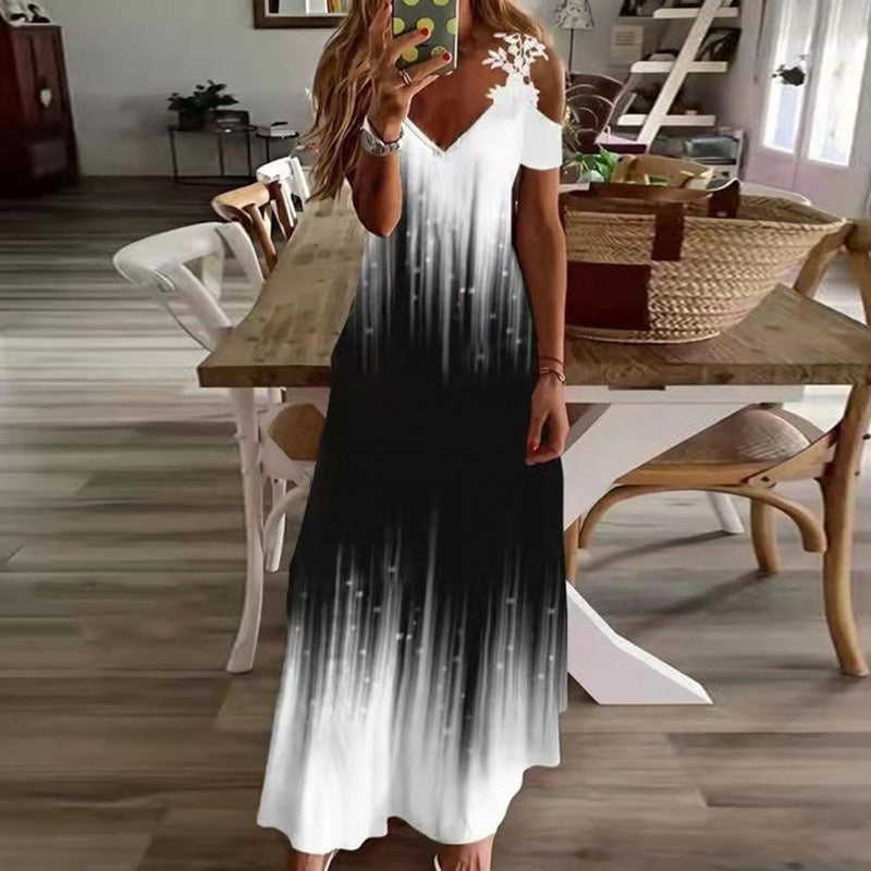 👗 LIMITED-TIME 50% OFF! ✨ Women's Cold Shoulder Maxi Dress – V Neck, Floral, 5 Colors 🌸