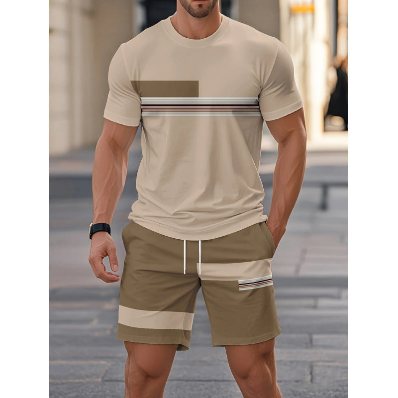👕 ✨ Men's 2-Piece Set – Color Block, 6 Colors, S-5XL, Drawstring 🩳