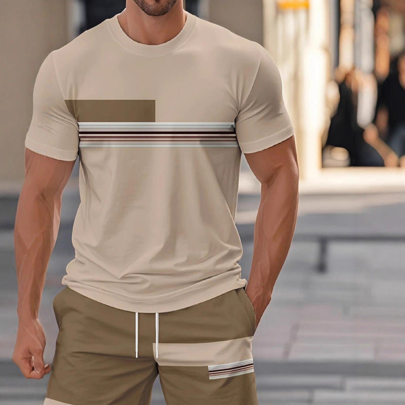 👕 ✨ Men's 2-Piece Set – Color Block, 6 Colors, S-5XL, Drawstring 🩳