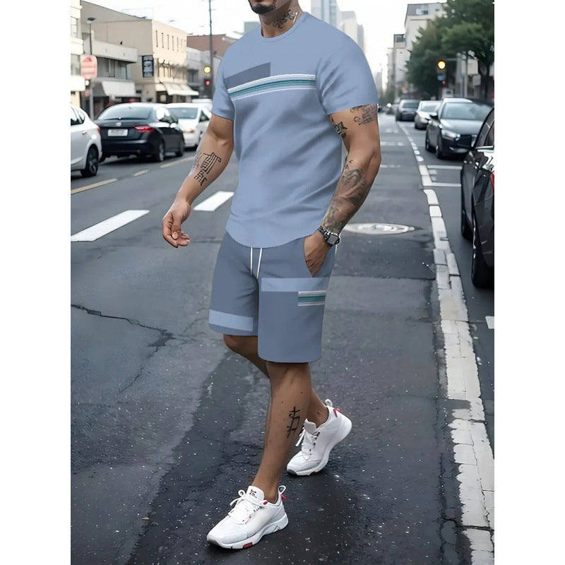 👕 ✨ Men's 2-Piece Set – Color Block, 6 Colors, S-5XL, Drawstring 🩳