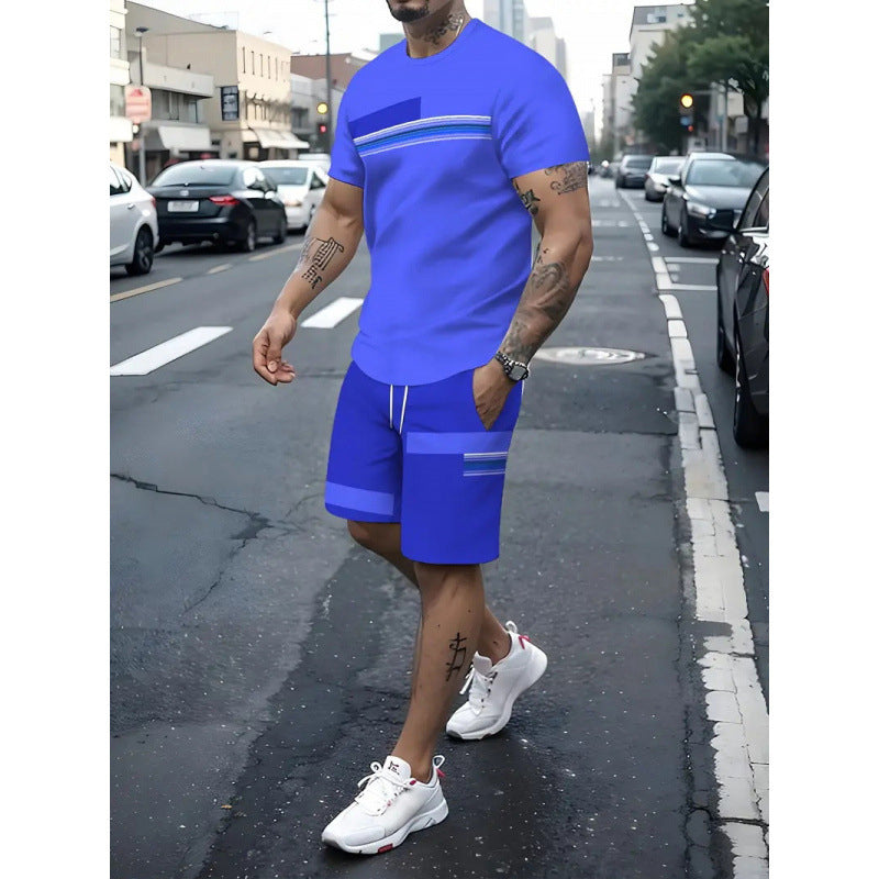 👕 ✨ Men's 2-Piece Set – Color Block, 6 Colors, S-5XL, Drawstring 🩳
