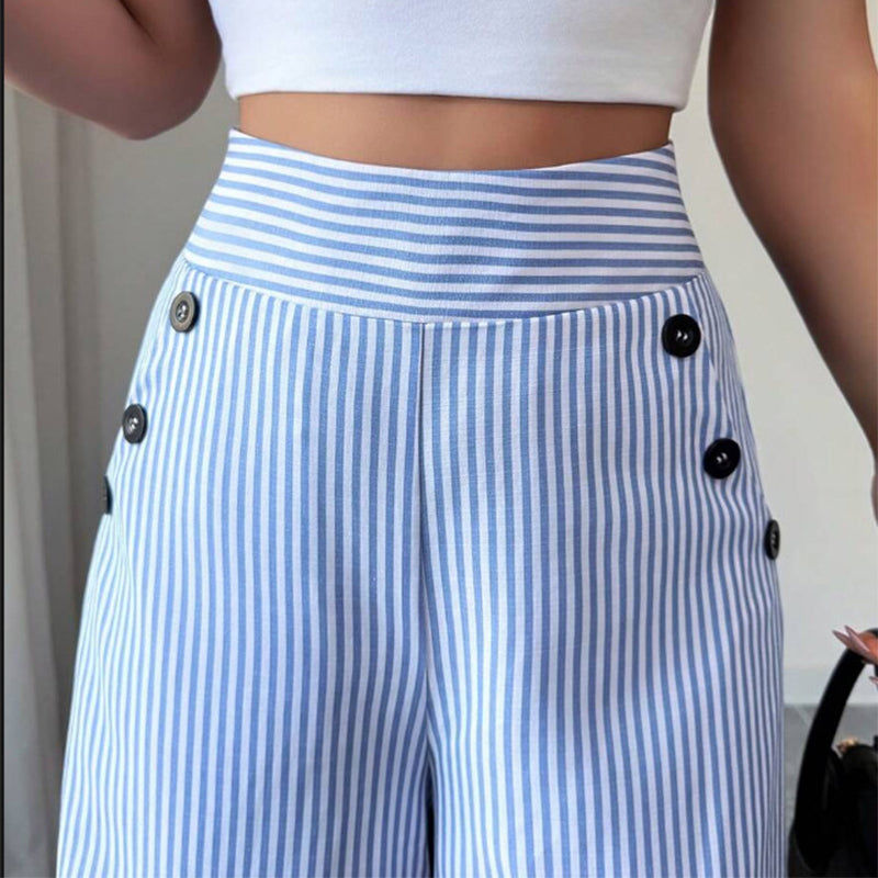 👖40% OFF！✨High-Waist Striped Wide-Leg Trousers