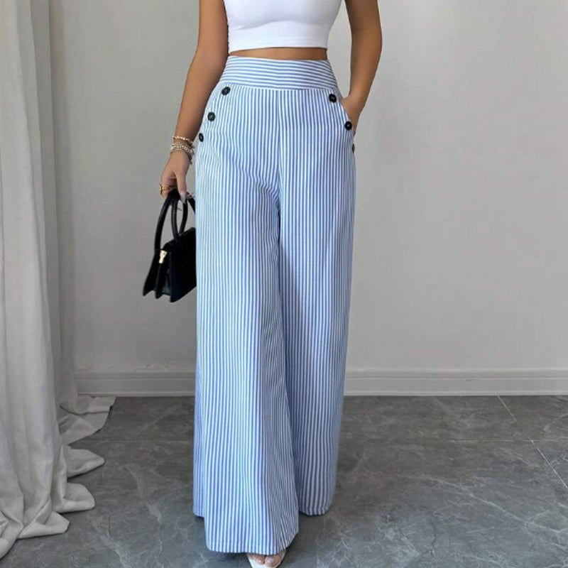 👖40% OFF！✨High-Waist Striped Wide-Leg Trousers