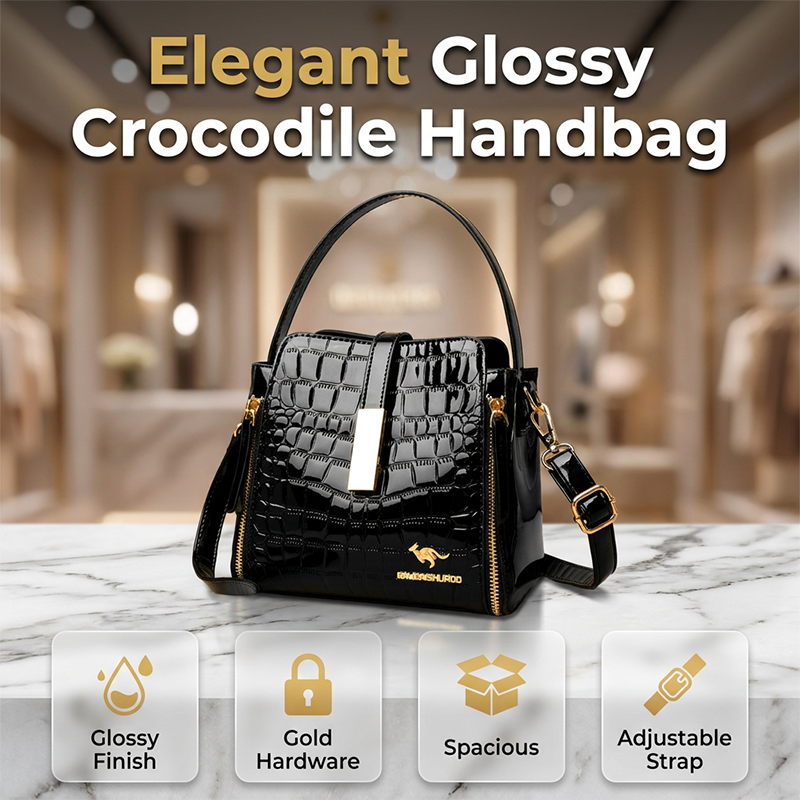 🏆LAST DAY SALE 50% OFF🔥Glossy Crocodile Pattern Women's Handbag