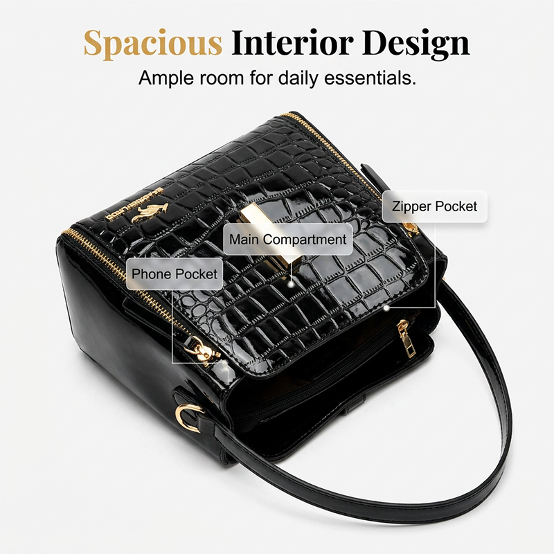 🏆LAST DAY SALE 50% OFF🔥Glossy Crocodile Pattern Women's Handbag