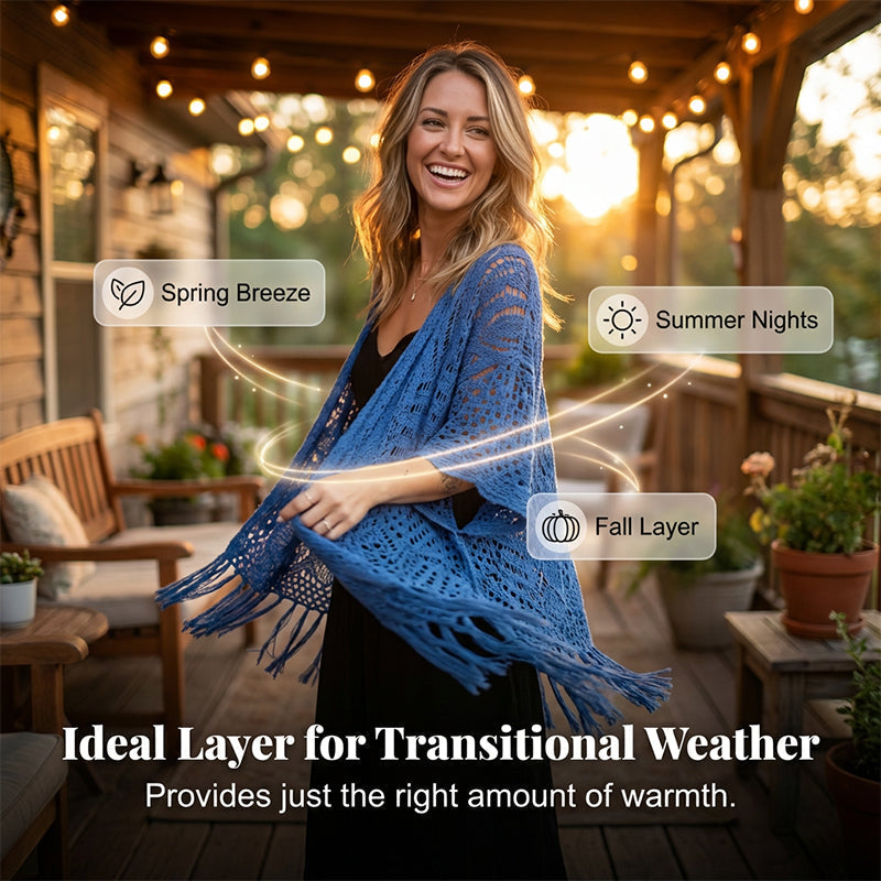 🌊 50% OFF NOW!✨ Women's Open-Front Knit Cover-Up with Tassel Fringe – Bohemian & Lightweight – Beach Essential 🌴