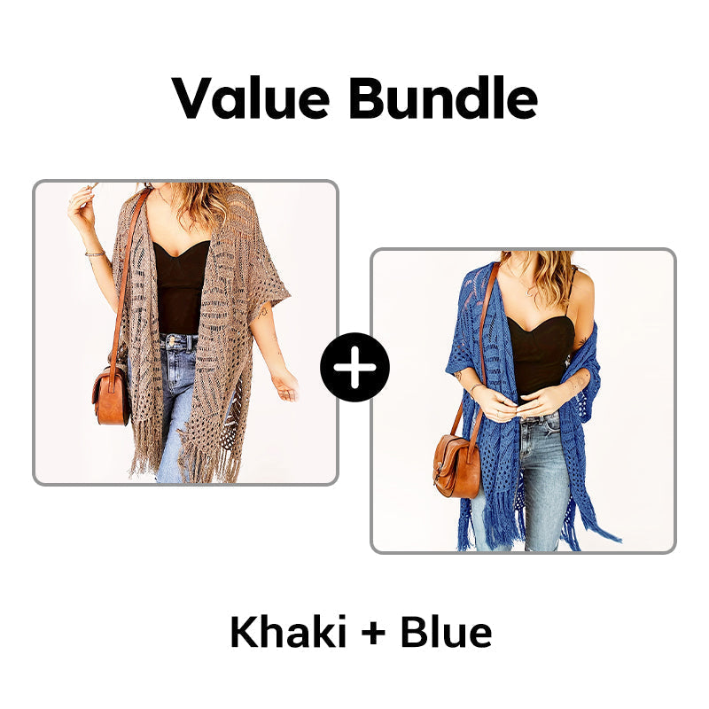 🌊 50% OFF NOW!✨ Women's Open-Front Knit Cover-Up with Tassel Fringe – Bohemian & Lightweight – Beach Essential 🌴