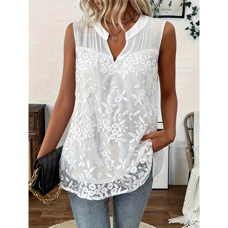 📢📢40% OFF⏰Women’s Chic Floral Lace Sleeveless Shirt