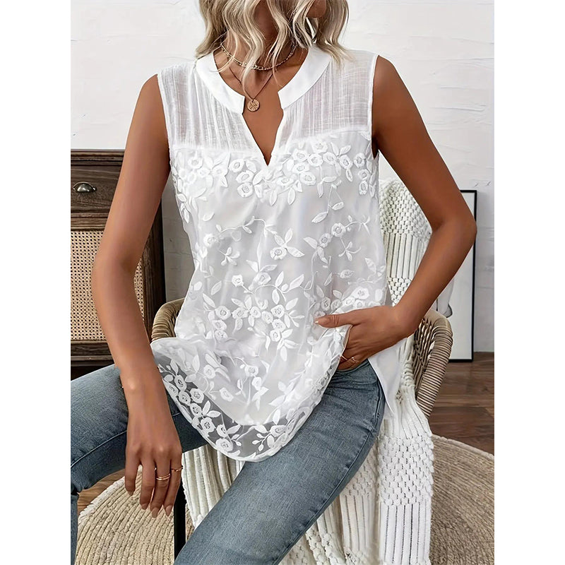 📢📢40% OFF⏰Women’s Chic Floral Lace Sleeveless Shirt