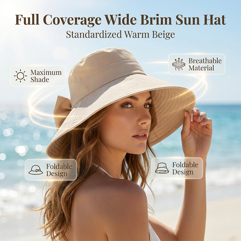 🥳SUMMER HOT SALE🥳💞50K+ SOLD!💥50% OFF! 🔥 Women's Bowknot Wide Brim Sun Hat ☀️ UV Protection Summer Beach Hat 🌴