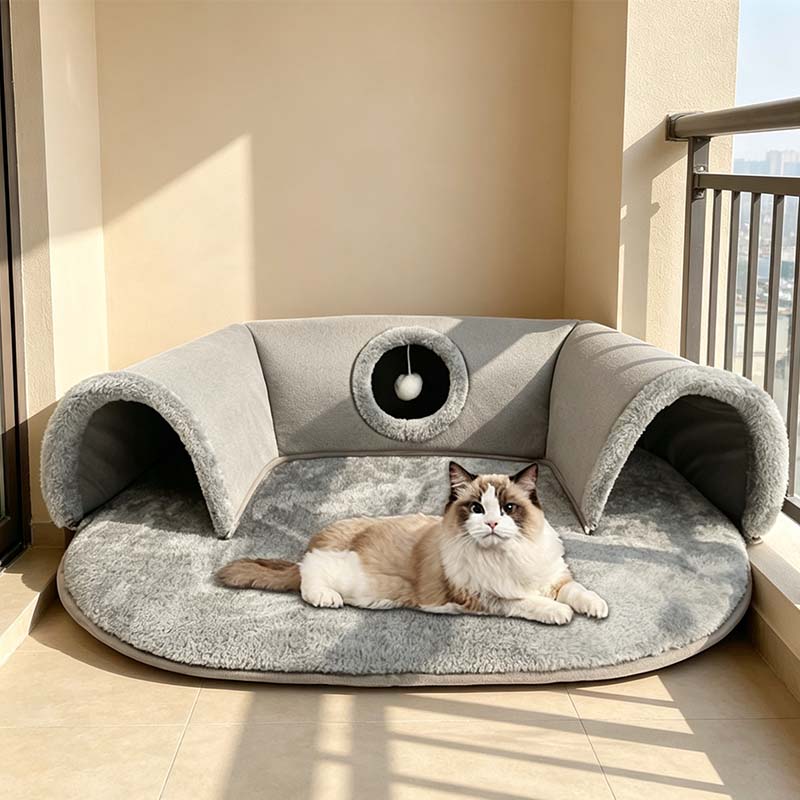 📢📢30% OFF !! ⏰Plush 2-in-1 Cat Tunnel Bed