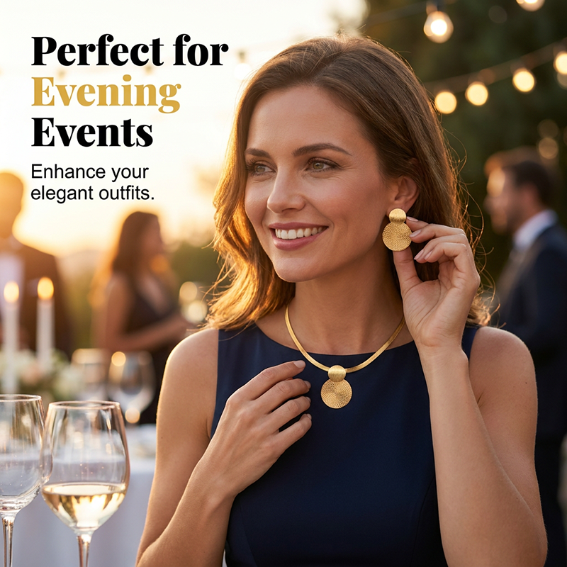🎁2026 New Arrivals 50% OFF💥Modern Chic Necklace & Earring Set – Gold finish, geometric design & lightweight – perfect for daily elegance or gifting – includes matching pieces for a polished look 💫
