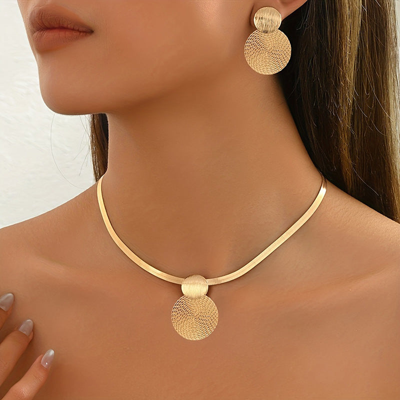 🎁2026 New Arrivals 50% OFF💥Modern Chic Necklace & Earring Set – Gold finish, geometric design & lightweight – perfect for daily elegance or gifting – includes matching pieces for a polished look 💫