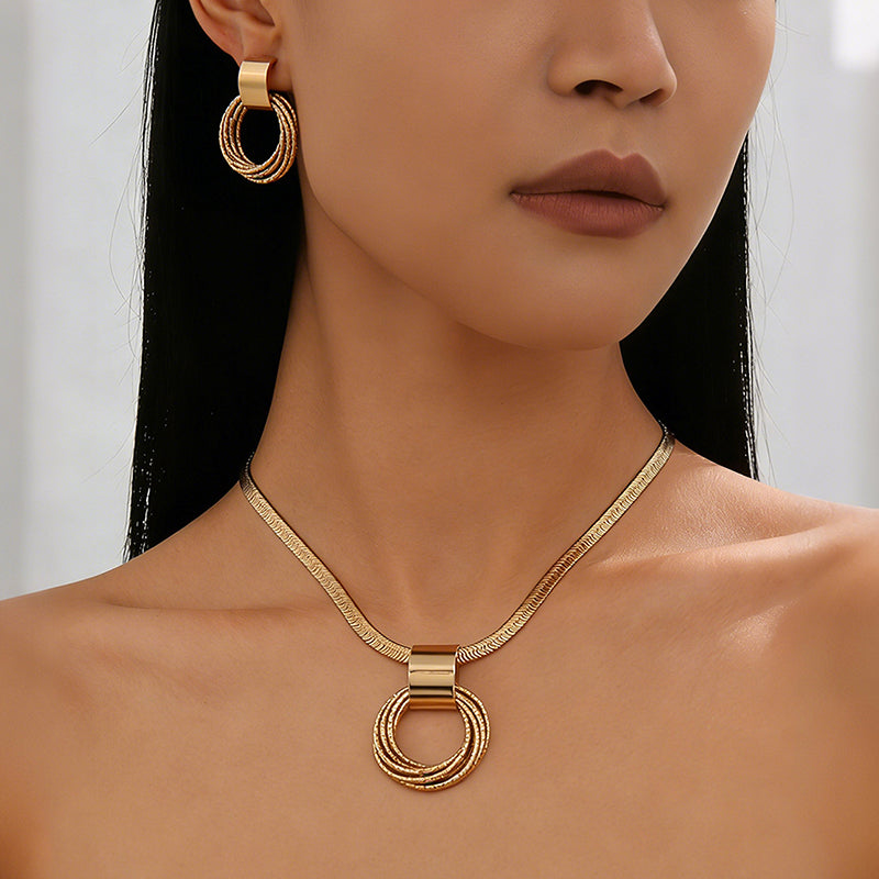 🎁2026 New Arrivals 50% OFF💥Modern Chic Necklace & Earring Set – Gold finish, geometric design & lightweight – perfect for daily elegance or gifting – includes matching pieces for a polished look 💫