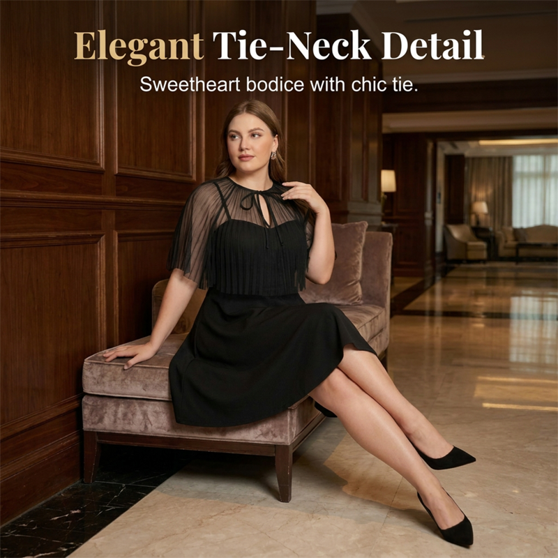 📢📢30% OFF !! ⏰ Women's Plus-Size A-Line Cape Dress