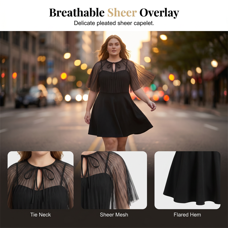 📢📢30% OFF !! ⏰ Women's Plus-Size A-Line Cape Dress