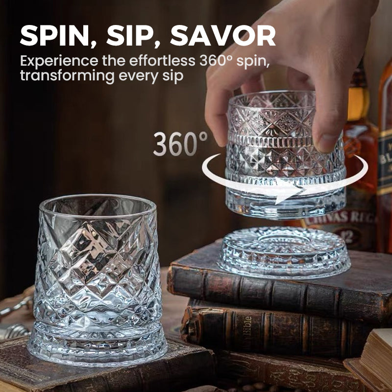 📢📢40% OFF !! ⏰360° Rotating Whiskey Glass Tumbler