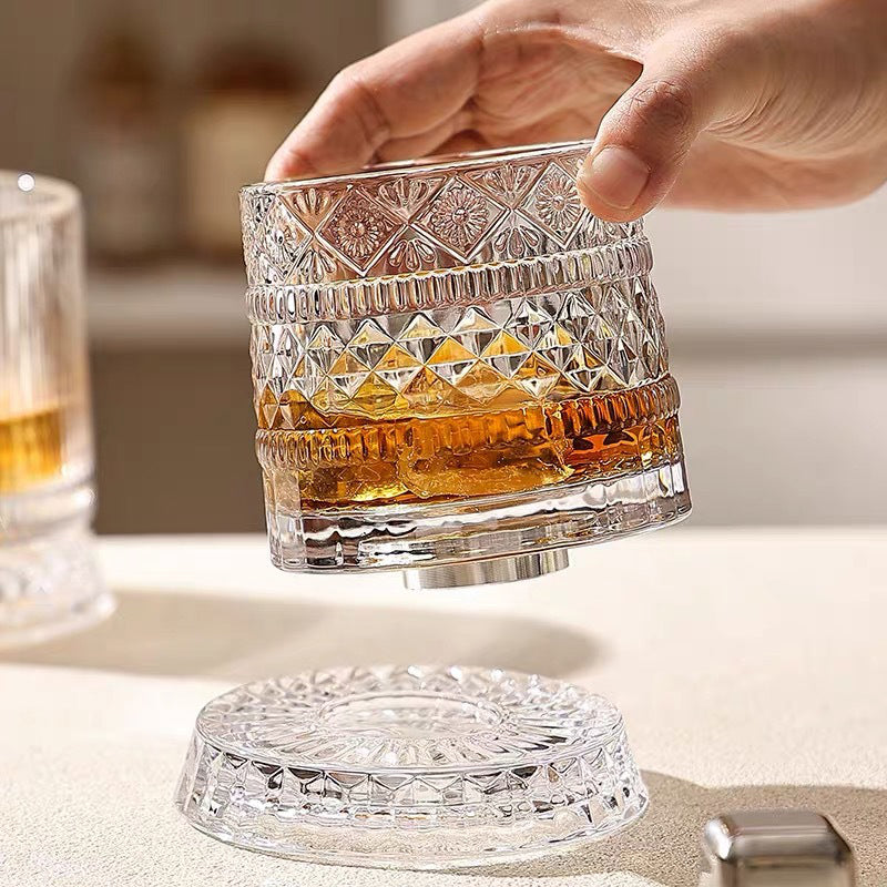 📢📢40% OFF !! ⏰360° Rotating Whiskey Glass Tumbler