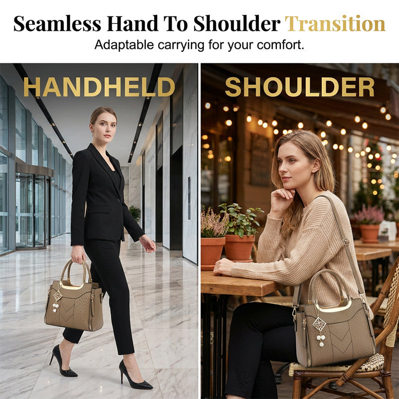 📢📢40% OFF !! ⏰Women's V-Stitched Satchel – Gold Hardware, Multi-Compartment, Top-Handle 🌸