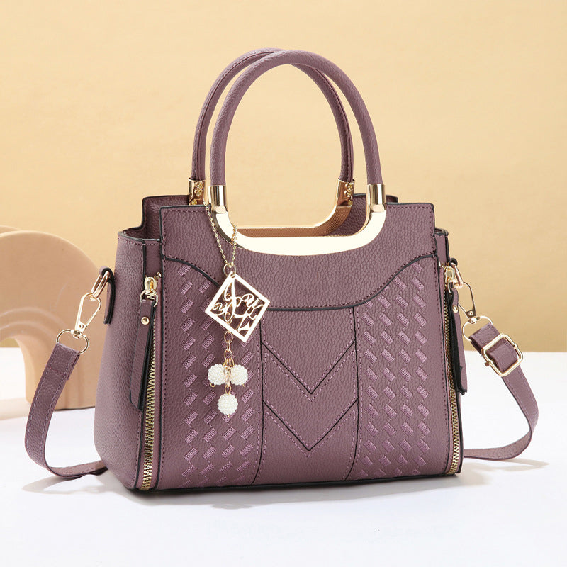 📢📢40% OFF !! ⏰Women's V-Stitched Satchel – Gold Hardware, Multi-Compartment, Top-Handle 🌸