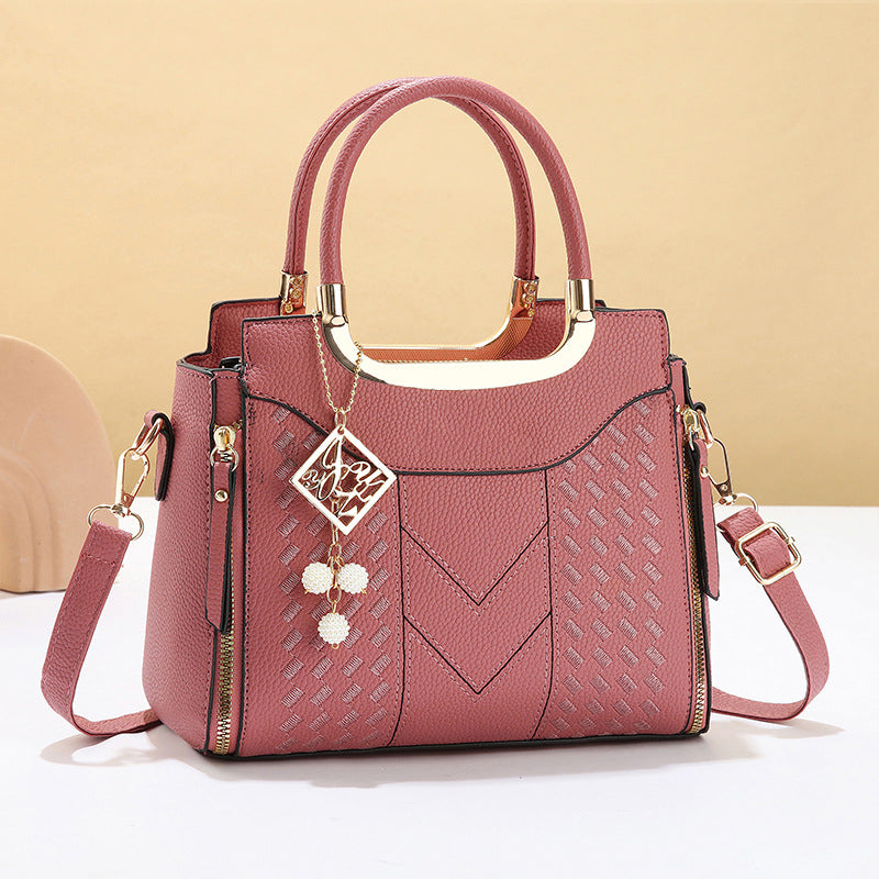 📢📢40% OFF !! ⏰Women's V-Stitched Satchel – Gold Hardware, Multi-Compartment, Top-Handle 🌸