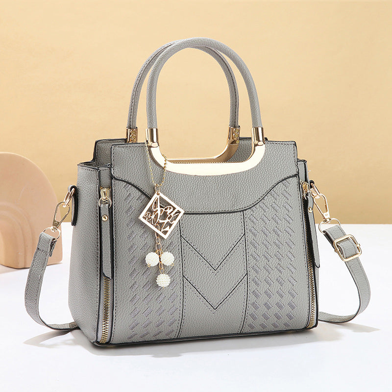 📢📢40% OFF !! ⏰Women's V-Stitched Satchel – Gold Hardware, Multi-Compartment, Top-Handle 🌸