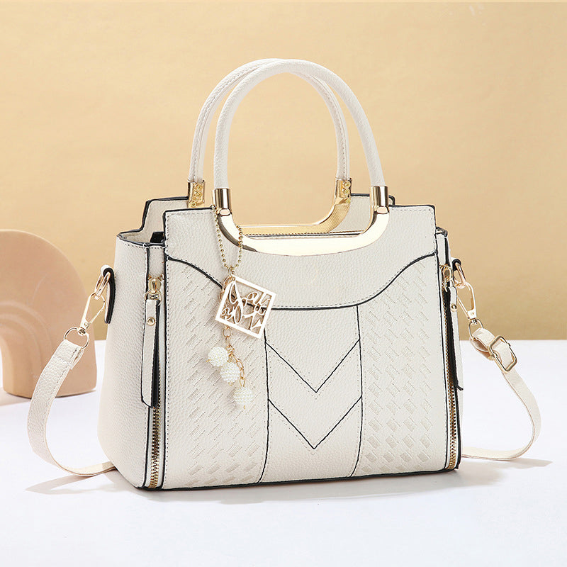 📢📢40% OFF !! ⏰Women's V-Stitched Satchel – Gold Hardware, Multi-Compartment, Top-Handle 🌸