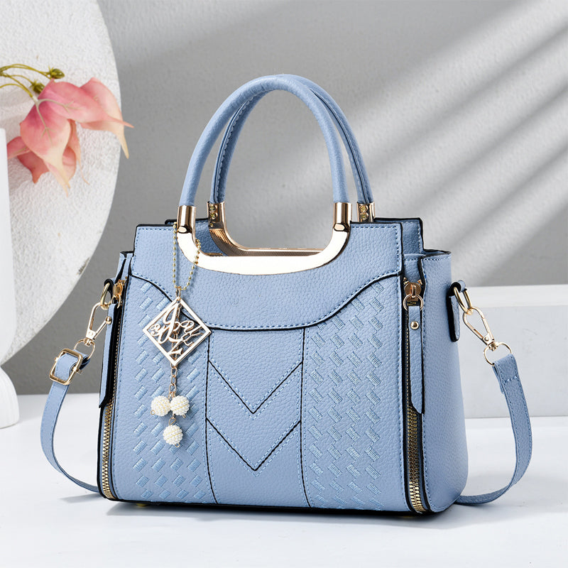 📢📢40% OFF !! ⏰Women's V-Stitched Satchel – Gold Hardware, Multi-Compartment, Top-Handle 🌸