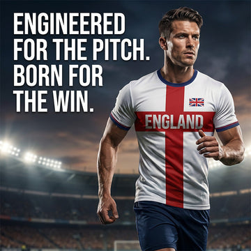 England Football T-Shirt, Large Letter Print, Sporty Casual Wear, Must-Have Culture Tee, Short Sleeve, Long Length, Loose-Fitting