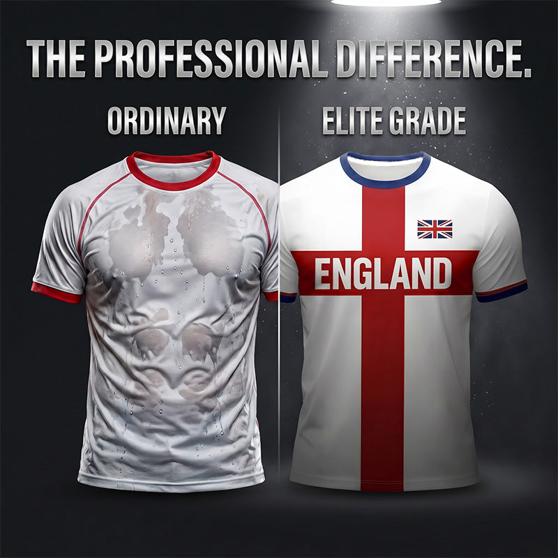 England Football T-Shirt, Large Letter Print, Sporty Casual Wear, Must-Have Culture Tee, Short Sleeve, Long Length, Loose-Fitting