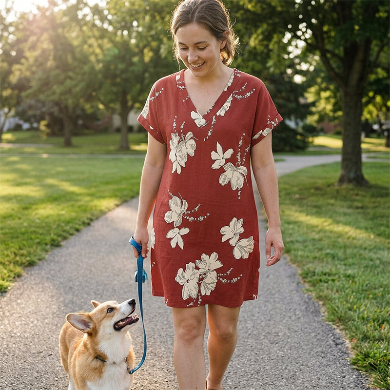 🎁2026 New Arrivals 50% OFF💥Women's Summer Casual V-Neck T-Shirt Dress