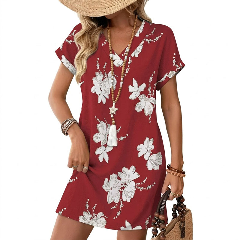 🎁2026 New Arrivals 50% OFF💥Women's Summer Casual V-Neck T-Shirt Dress