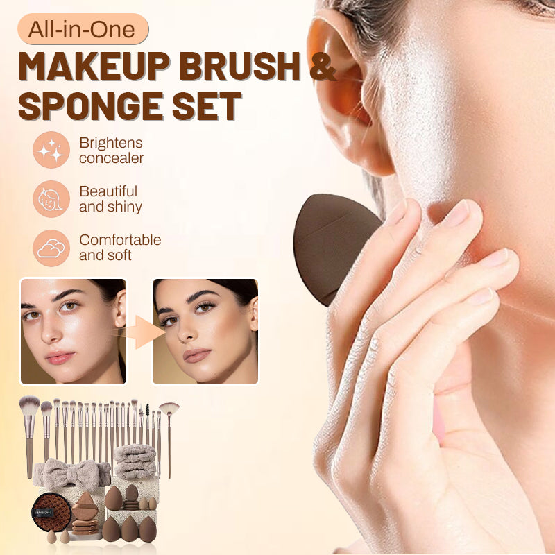 📢📢40% OFF !! ⏰ All-in-One Makeup Brush & Sponge Set