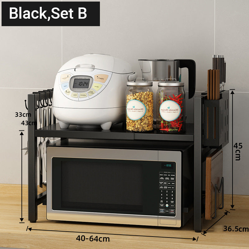 Expandable Microwave Oven Rack with Hooks