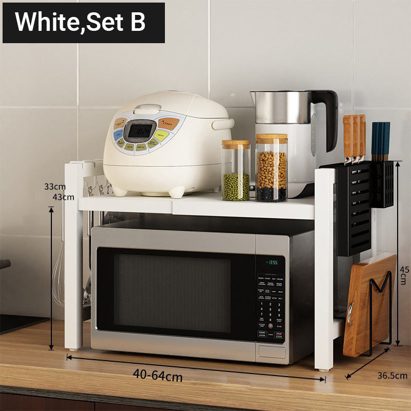 Expandable Microwave Oven Rack with Hooks