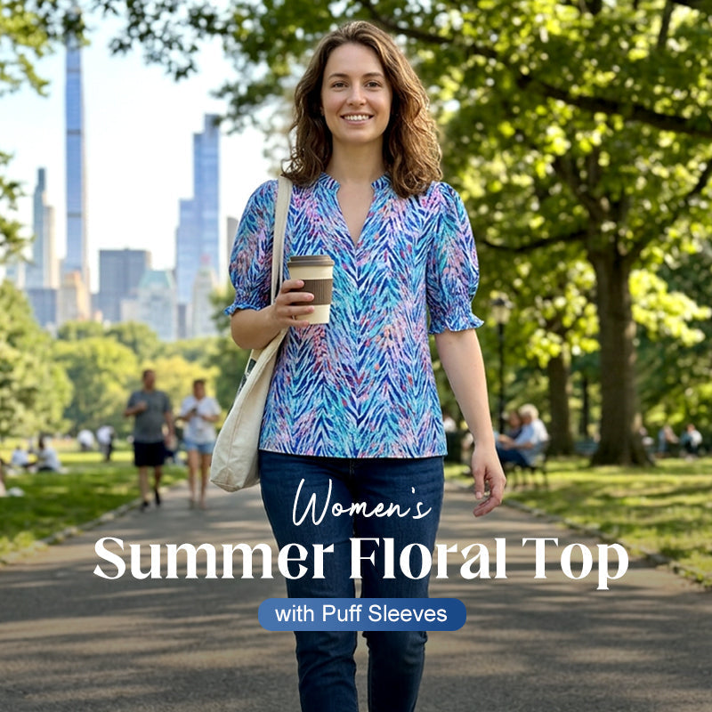 🎁2026 New Arrivals 50% OFF💥Women's Summer Floral Top with Puff Sleeves💐👔