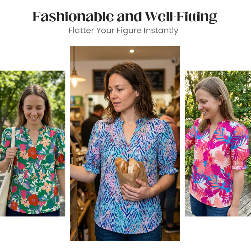 🎁2026 New Arrivals 50% OFF💥Women's Summer Floral Top with Puff Sleeves💐👔